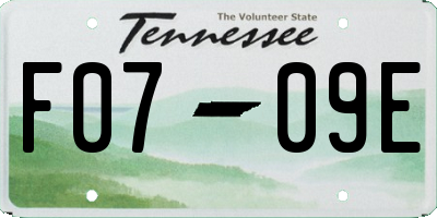 TN license plate F0709E