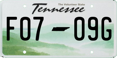 TN license plate F0709G