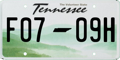 TN license plate F0709H