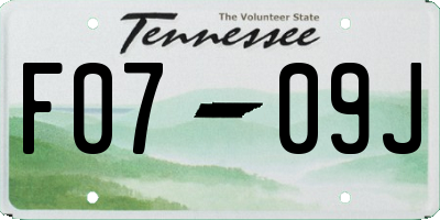 TN license plate F0709J