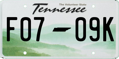 TN license plate F0709K