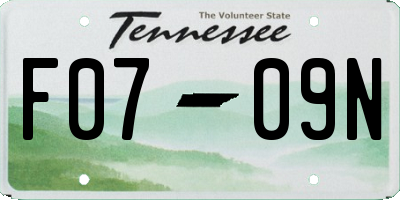 TN license plate F0709N