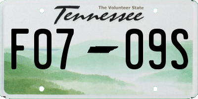 TN license plate F0709S