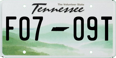 TN license plate F0709T