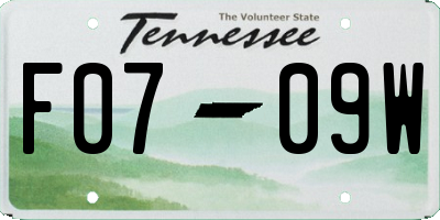 TN license plate F0709W