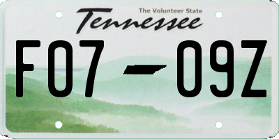 TN license plate F0709Z