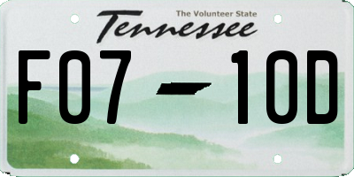 TN license plate F0710D
