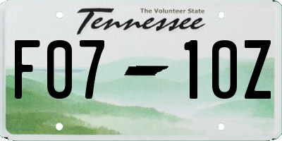 TN license plate F0710Z