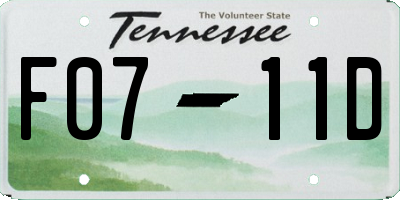 TN license plate F0711D