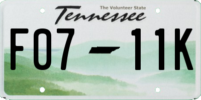 TN license plate F0711K