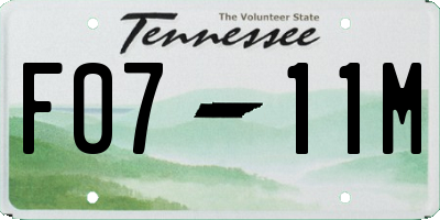 TN license plate F0711M