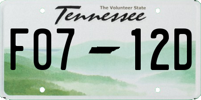 TN license plate F0712D