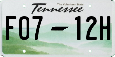 TN license plate F0712H
