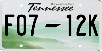 TN license plate F0712K