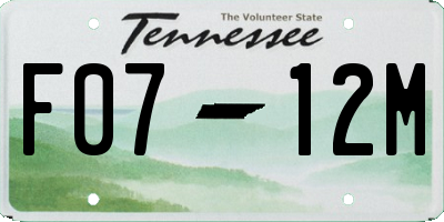TN license plate F0712M