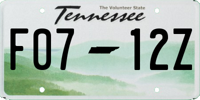 TN license plate F0712Z