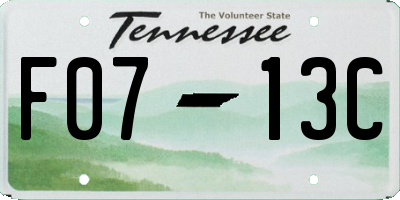 TN license plate F0713C