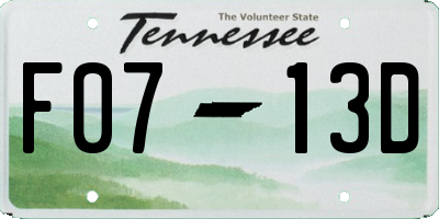 TN license plate F0713D