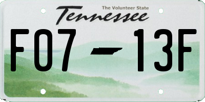 TN license plate F0713F