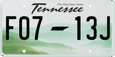 TN license plate F0713J