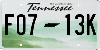 TN license plate F0713K