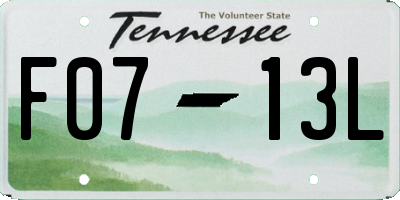 TN license plate F0713L