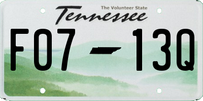 TN license plate F0713Q