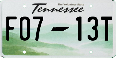TN license plate F0713T