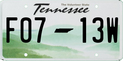 TN license plate F0713W