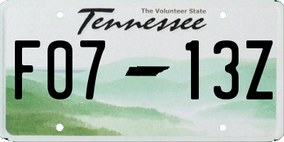 TN license plate F0713Z