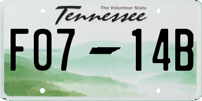 TN license plate F0714B
