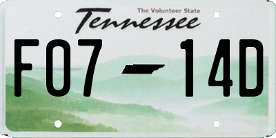 TN license plate F0714D