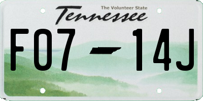 TN license plate F0714J