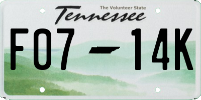 TN license plate F0714K