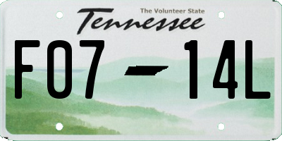 TN license plate F0714L