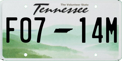 TN license plate F0714M