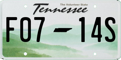 TN license plate F0714S