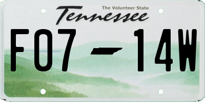 TN license plate F0714W
