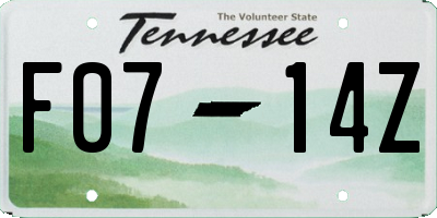 TN license plate F0714Z