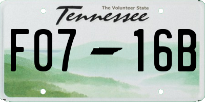 TN license plate F0716B