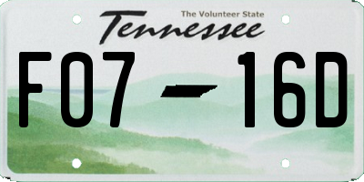 TN license plate F0716D