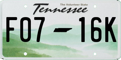 TN license plate F0716K