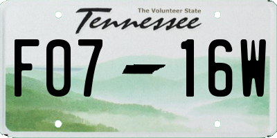 TN license plate F0716W
