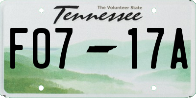 TN license plate F0717A