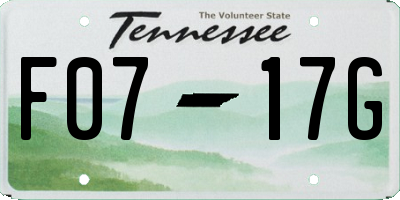 TN license plate F0717G