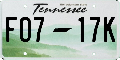 TN license plate F0717K