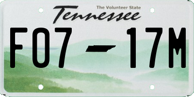 TN license plate F0717M