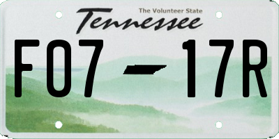 TN license plate F0717R
