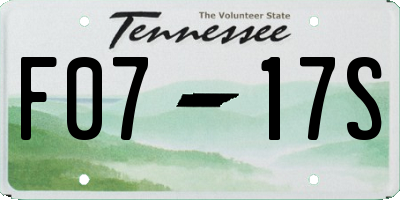 TN license plate F0717S