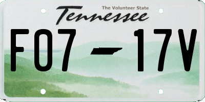TN license plate F0717V
